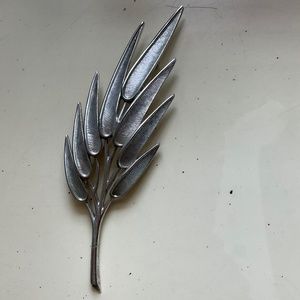 Vintage Trifari signed silver leaf brooch
